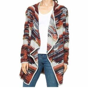 Lucky Brand Size xs Aztec Open Front Drap Cardigan Sweater Oversized Southwest